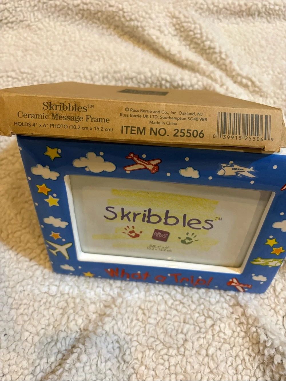 Vintage Russ Berrie Skribbles Ceramic Picture Frame 